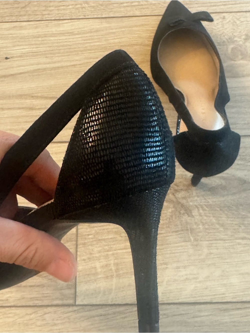 Kelly & Katie Black Pointed Toe Bow Stiletto Heels Pumps Size 9 - Picture 5 of 6